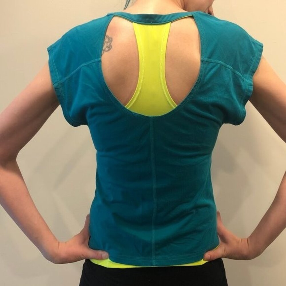 Women's Lucy XS Neon Yellow Racerback Layered Athletic Tank Top